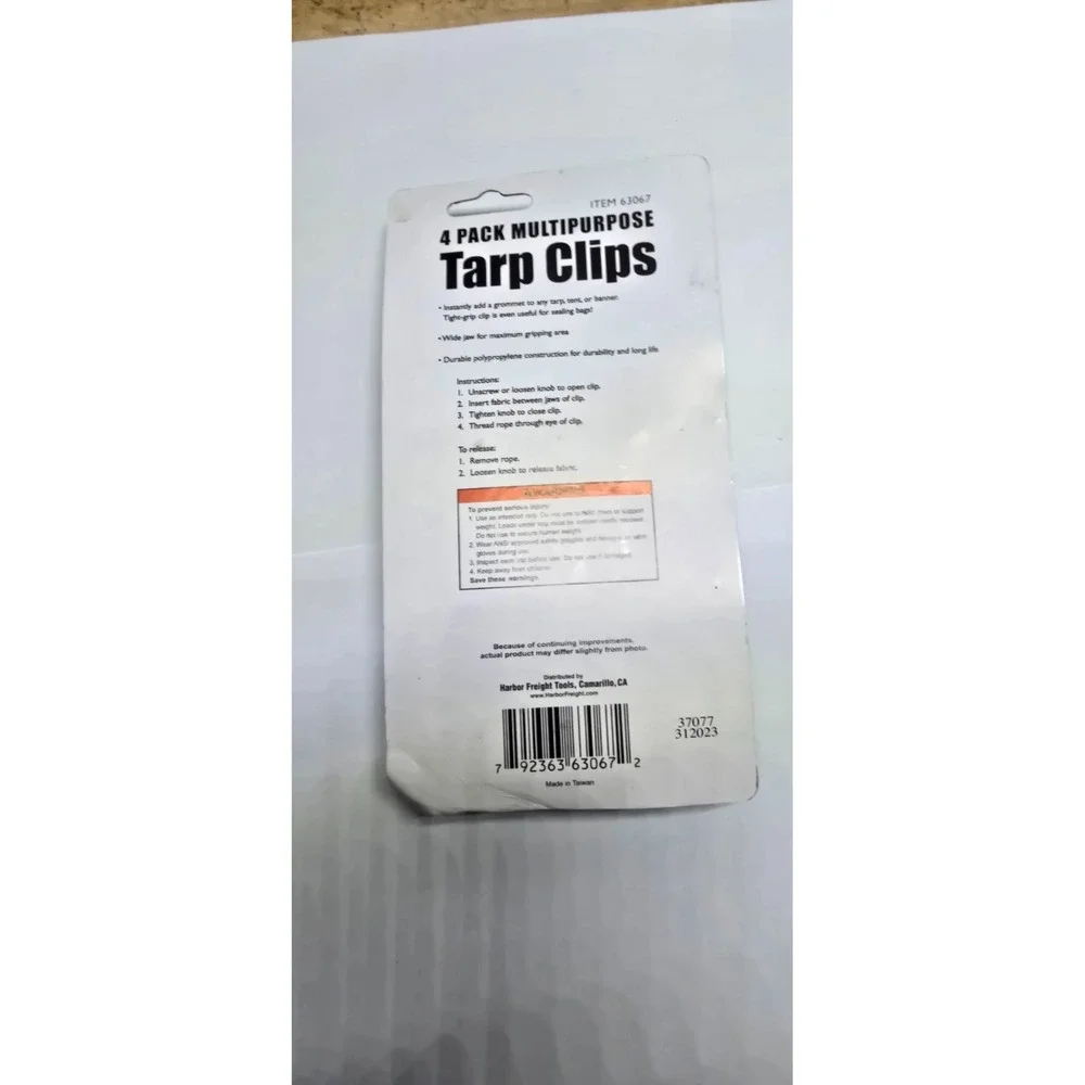 Harbor Freight Tools HFT 4x Multipurpose Tarp Clips Black #63067 NEW